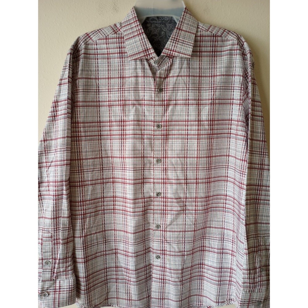 Tasso Elba Men's Size L Long Sleeve Plaid Collared Button Up Casual/Dress Shirt